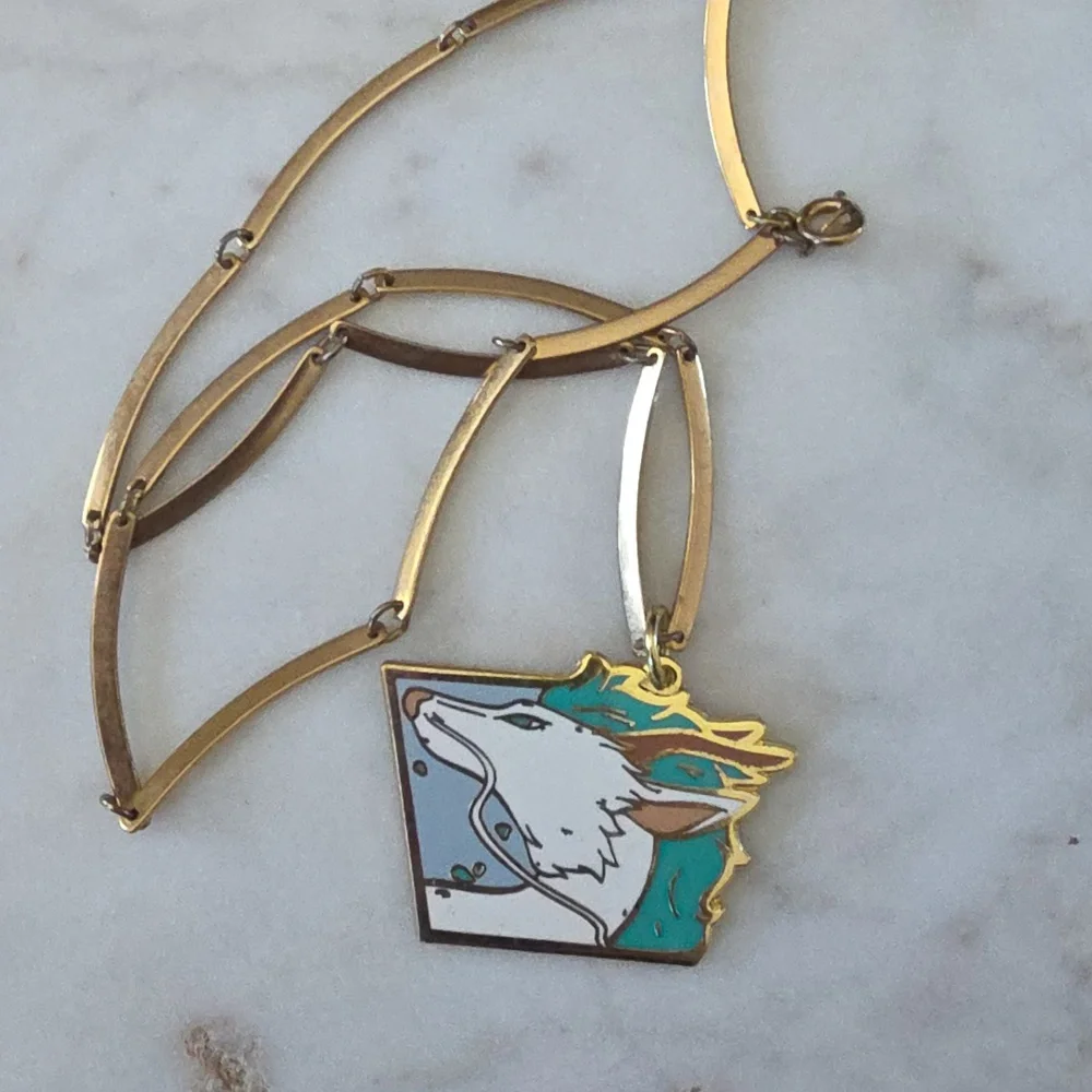 Studio Ghibli Spirited Away Haku Key Fob attached to a Vintage goldtone chain. - Picture 4 of 9
